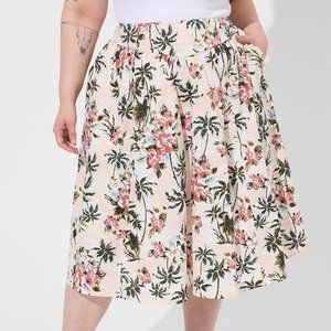 Torrid Midi Popin High Waist Palm Tree Tropical  Skirt